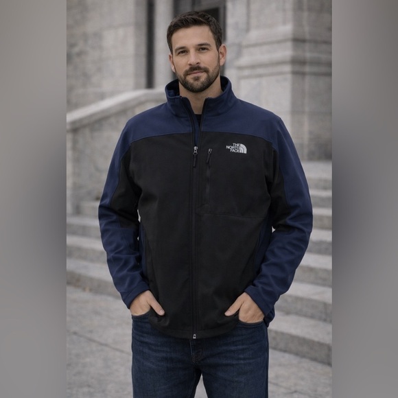 The North Face Other - The North Face Men’s XXL Navy Black Softshell Jacket Full Zip Fleece